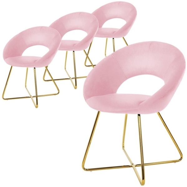 ML-DESIGN Stuhl Samtstuhl Esszimmerstuhl & Wohnzimmerstuhl mit goldenen Metallbeinen (4 St), Design Lounge Polsterstuhl 2er Set Clubsessel Esstisch Samt Rosa