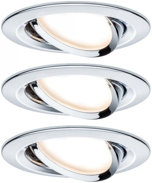Paulmann No. 93470 LED Einbauleuchten Nova rund 6,5W GU10 Chrom 3er-Set dimmbar