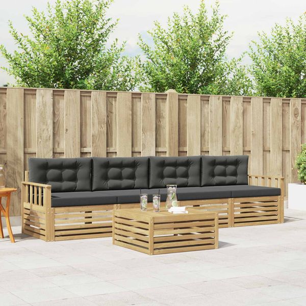 vidaXL Outdoor-Sofagarnitur 5 pcs Weiß und Anthrazit Massivholz Akazie 3389997