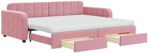 vidaXL Tagesbett Ausziehbar mit Schubladen Rosa 90x200 cm Samt 3197004