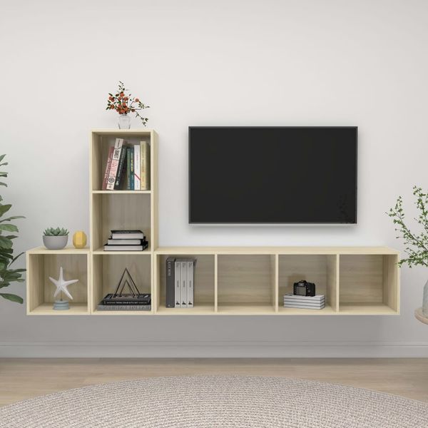 vidaXL 3-tlg. TV-Schrank-Set Sonoma-Eiche Spanplatte [3079829]