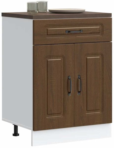 Küchenunterschrank, Buffetschrank Kalmar Braun Eichen-Optik Holzwerkstoff
