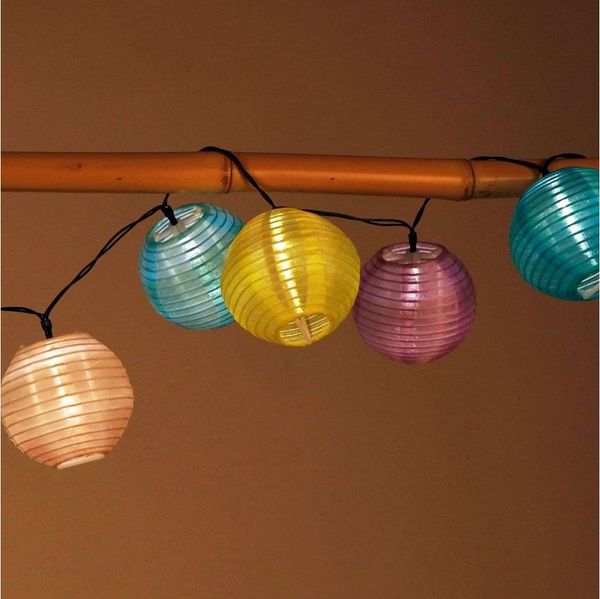 Solar-Lampion-Lichterkette 10 LED Partybeleuchtung Dekolicht Gartendeko warmweiß