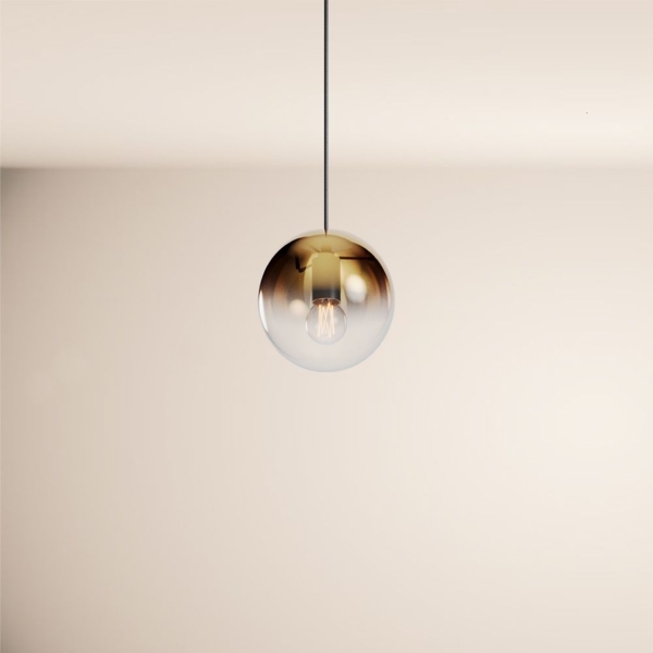 s.luce Orb Glaskugel Galerieleuchte 500cm Aufhängung Schwarz Gold Verlauf Ø 20cm