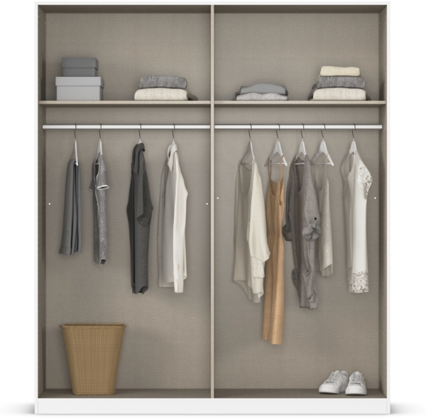 rauch Acero, Kleiderschrank, Garderobenschrank in moderner Loft-Optik, 4-türig, 2 Glastüren, mit 2 Kleiderstangen und 2 Einlegeböden, Farbe Grau metallic, BxHxT 181x210x54cm Bild 5