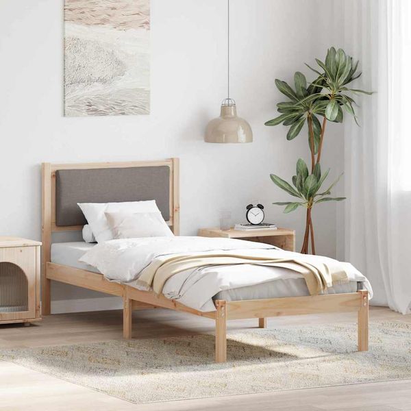 vidaXL Bettrahmen mit Kopfteil Taupe 80 x 190 cm Massives Kiefernholz 878162