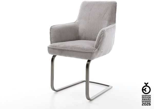 Freischwinger Heira-Flex mit Armlehnen Cord Silbergrau Freischwinger flach Graphit Taschenfederkern