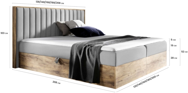 99rooms Arizona Boxspringbett 160x200 cm Velours MONOLITH Dunkelblau Bild 3