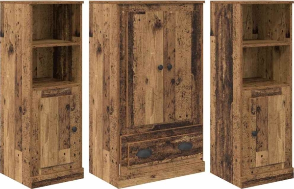 vidaXL Highboard mit Schubladen 3 pcs Altholz Holzwerkstoff 3402674