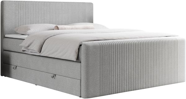 Boxspringbett KING DOREN, mit zwei Bettkästen und einer Multipocket-Matratze - 120x200 - Hellgrau Stoff - H4 Bild 4