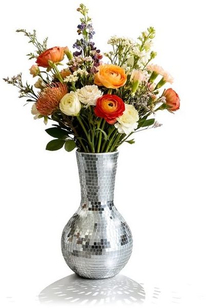 Relaxdays Disco Vase mit Spiegelglas 28 cm