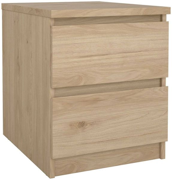 Dmora Nachttisch Daiki, Niedrige Kommode, Tisch, Multifunktionaler Nachttisch, 50x40 h50 cm, helle Eiche