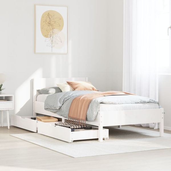 vidaXL Massivholzbett ohne Matratze Weiß 90x190 cm Kiefernholz 3301771