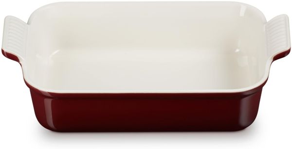 Le Creuset Rechteckige Auflaufform Tradition aus Steinzeug, 26 cm, 2.4 Liter, Garnet, 71102269490001