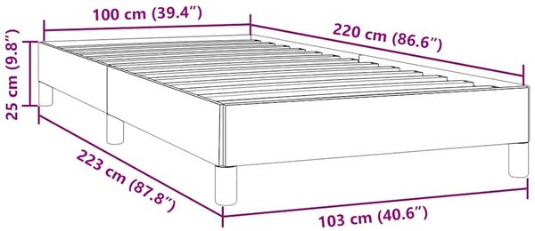 vidaXL Bettgestell ohne Matratze Dunkelgrau 100x220 cm Samt 4101392 Bild 10