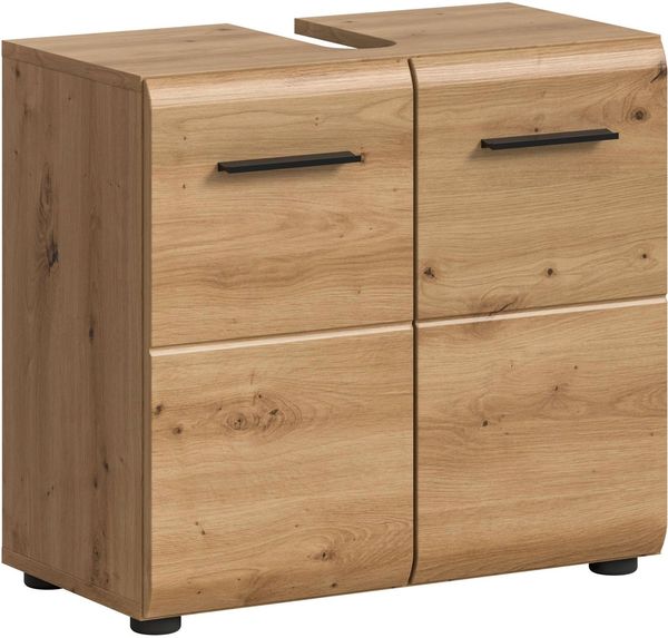 welltime Waschbeckenunterschrank FLORENZ, Breite 60cm, 1 Einlegeboden, 2 Fächer (1-St, TOPSELLER) mit Siphonausschnitt, Badmöbel, Badschrank, Schrank, Kommode, Bad