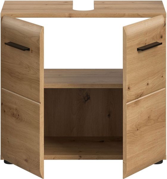 welltime Waschbeckenunterschrank FLORENZ, Breite 60cm, inkl. Siphonausschnitt, mit Türen oder Schüben (1-St, TOPSELLER) hochwertige MDF Front, Griff schwarz, Badschrank, Bad Bild 4