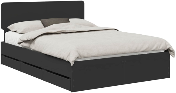 vidaXL Bettrahmen mit Schubladen Schwarz 140 x 200 cm Ingenieurs Holz 3412186