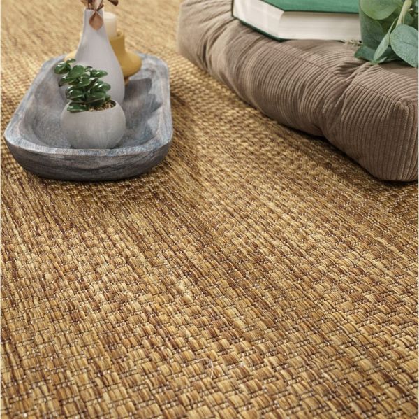 KADIMA DESIGN Teppich Unifarben Wohnzimmer schmutzabweisend Teppich Kurzflor, Rund, Höhe: 4 mm, 100% Polypropylen, Rücken aus Polypropylen, Rund, 80Dcm, Braun-Beige