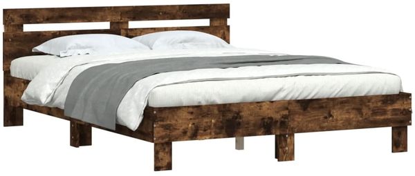 vidaXL Bettgestell mit Kopfteil LED-Beleuchtung Räuchereiche 140x200cm 3207550 Bild 3