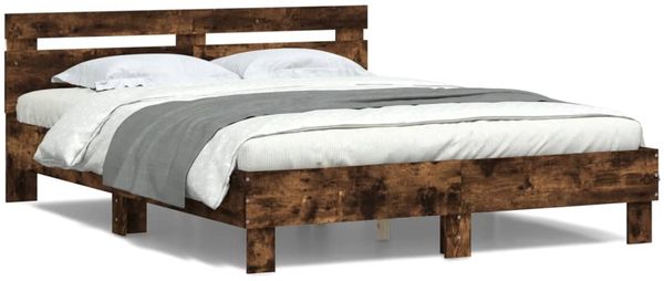 vidaXL Bettgestell mit Kopfteil LED-Beleuchtung Räuchereiche 140x200cm 3207550 Bild 5
