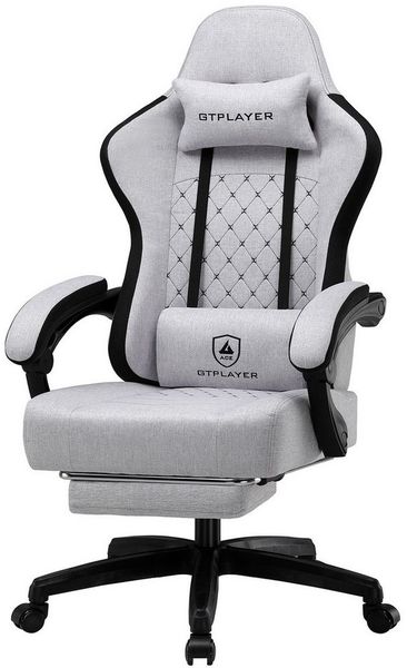 GTPLAYER Gaming-Stuhl Ergonomischer Gaming Sessel Schreibtischstuhl mit Stoffoberfläche (Pacekung), Federsitzkissen