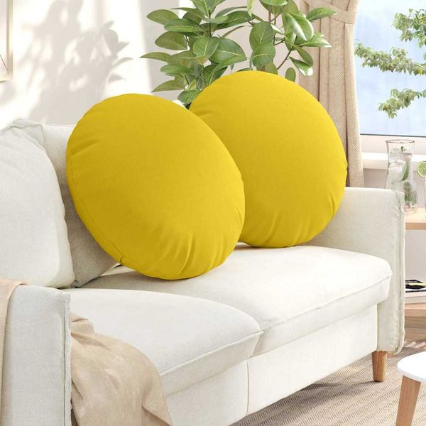 vidaXL Sitzkissen 2 pcs Helles Gelb Ø80 x 29 cm Stoff 42014240
