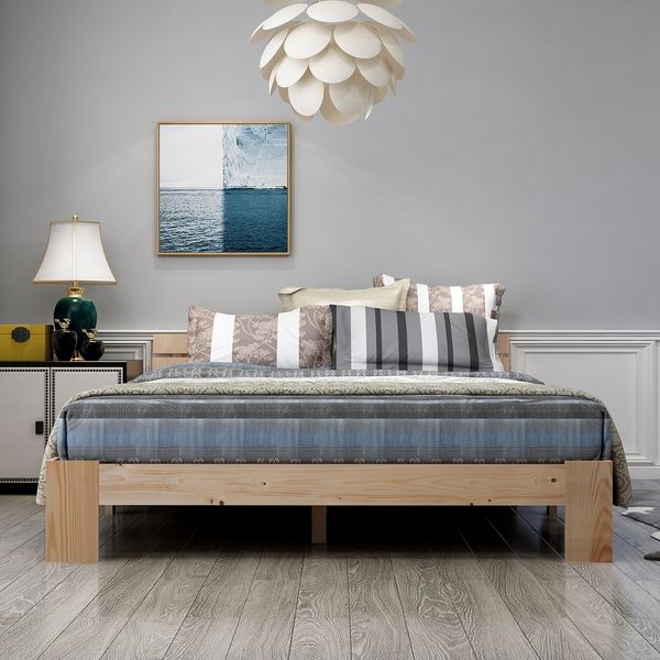 Bett 140×200 cm aus Massivholz mit Lattenrost, natur