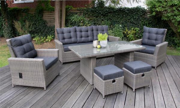 Aluminium Gartenmöbel Dininglounge Asti 19-teilig grau-braun