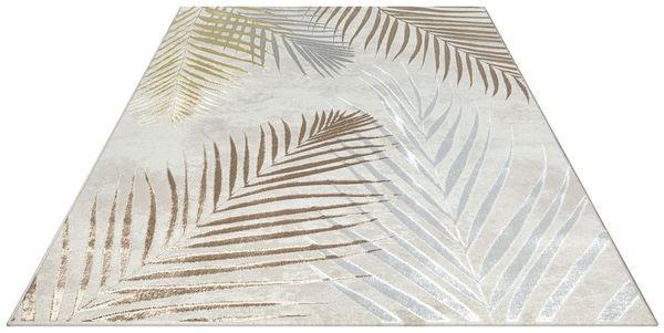 OTTO home Teppich Luvvi, rechteckig, Höhe: 8 mm, Kurzflor, modernes Blätter Design, Hoch-Tief-Struktur, Wohnzimmer