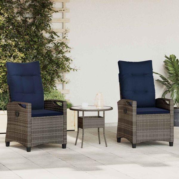 vidaXL Gartenstuhl 2 pcs Grau und Marineblau 56 x 60 x 112 cm 42026837
