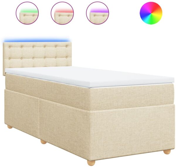 vidaXL Boxspringbett mit Matratze Creme 90x200 cm Stoff 3288882 Bild 2