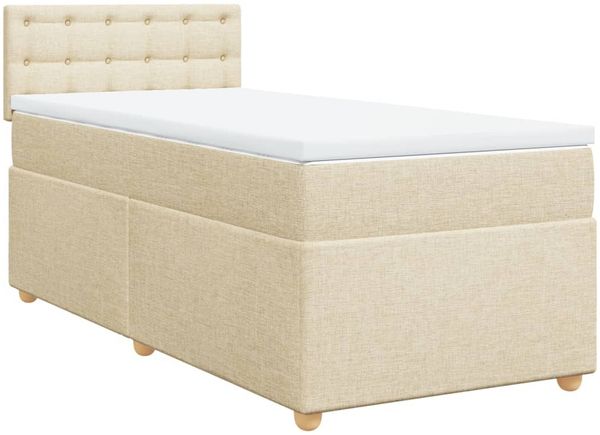 vidaXL Boxspringbett mit Matratze Creme 90x200 cm Stoff 3288882 Bild 3