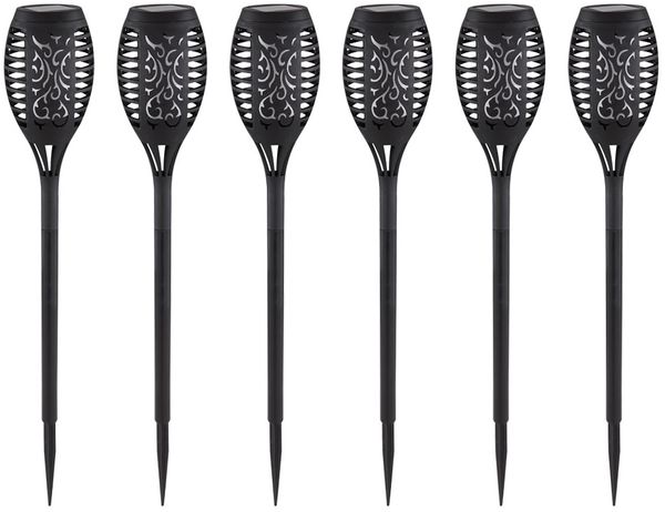 6er Set LED Solar-Steckleuchte, Stanzungen, schwarz, H 49,5 cm