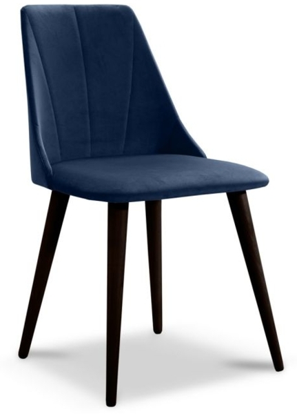 Esszimmerstühle Stuhle 2er Set CAROS Massivholz Buche-Wenge Stoff Dunkelblau