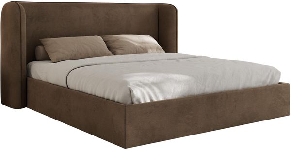 Polsterbett Bett mit Holzlattenrost Schlafzimmer Bett Doppelbett gepolstertes Kopfteil - EMORA CLASSIC - 160x200 cm - Braun Velvet Bild 6