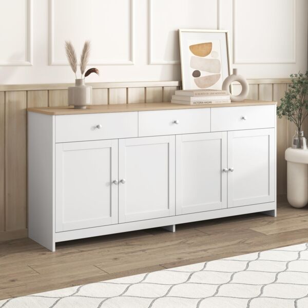 FurnitureR Moderner weißer Beistelltisch, geräumiges Design, langlebige MDF-Holzstruktur, breite Ablagemöglichkeiten, stilvolles Möbelstück für Zuhause und Büro