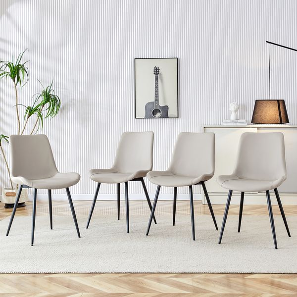 4-teiliger Set Esstischstühle aus Kunstleder,Modernes Design mit breiter Sitzfläche Rückenlehne & rutschfesten Metallfüßen für Home-Office,Kunstleder,