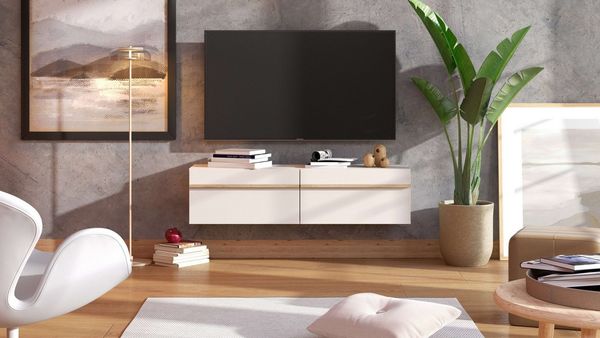 INOSIGN TV-Board Arles Lowboard, Breite 128 cm, TV-Schrank, TV-Ständer, Wandmontage, mit zwei geschlossenen Fächern, in Kaschmir farbe, mit Klappentüren