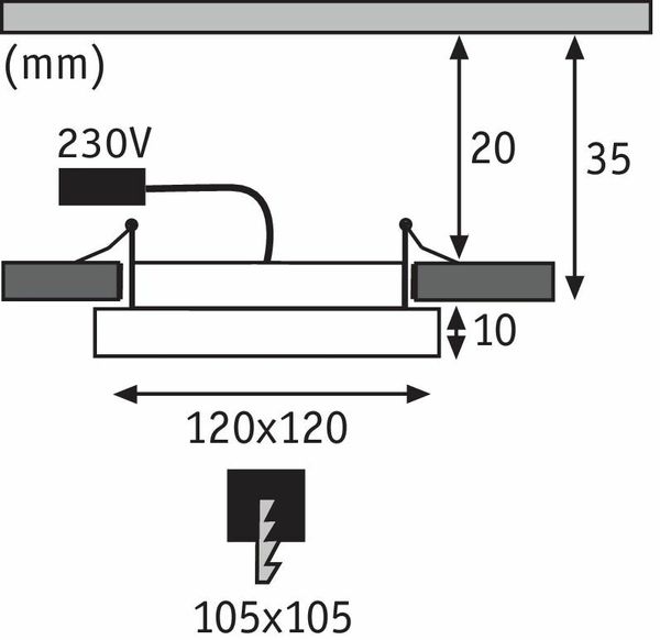 Paulmann No. 92940 Einbaupanel LED eckig 8W 12x12 cm IP44 Nickel matt Bild 6
