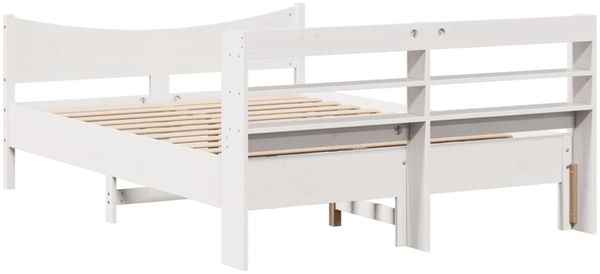 vidaXL Massivholzbett mit Kopfteil Weiß 160x200 cm Kiefer 3307039 Bild 8