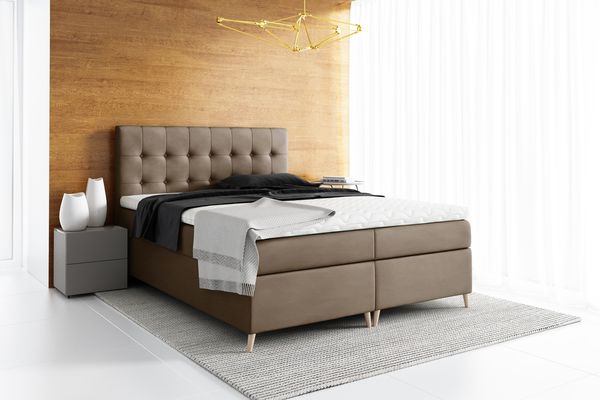 99rooms Sorento Boxspringbett Kunstleder 120x200 cm Hellbraun