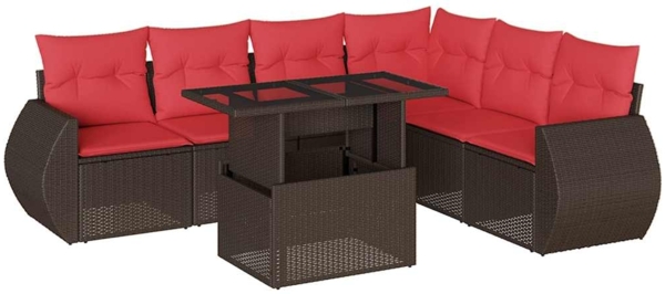 vidaXL 7-teiliges Gartensofa-Set mit Kissen, braun, Polyrattan 3268564