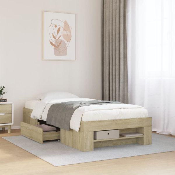 vidaXL Bettgestell ohne Matratze Sonoma-Eiche 75x190 cm Holzwerkstoff 3295529
