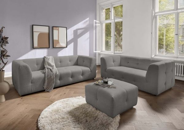 Sofa Set Velice 2,5er+2er+Hocker Benformato | Nero