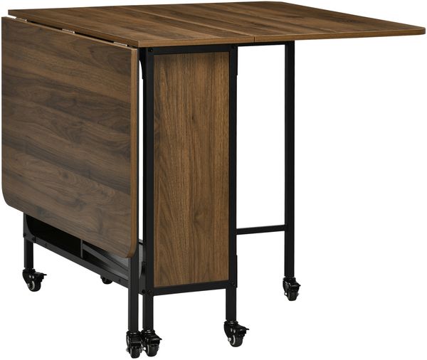 Esstisch klappbar mobil für 6 Personen, Ablage für kleine Räume, bis 50kg, 130x80x74cm, hellbraun