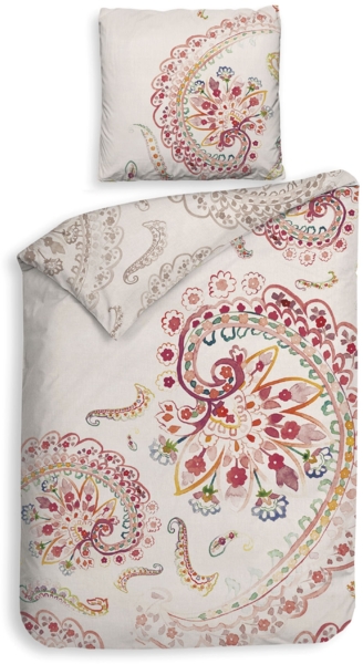 Heckett & Lane Mako-Satin Bettwäsche 135x200 Ruby natural Paisley rosa pink Bild 1