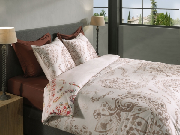 Heckett & Lane Mako-Satin Bettwäsche 135x200 Ruby natural Paisley rosa pink Bild 4