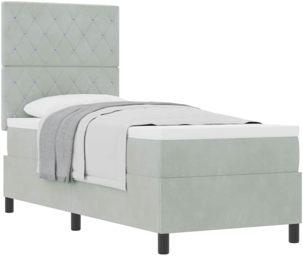 vidaXL Boxspringbett mit Matratze Hellgrau 80 x 200 cm Stoff 3339728