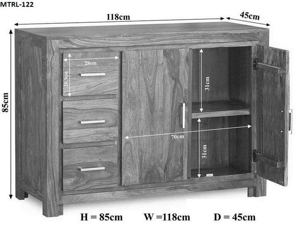 Sideboard Sheesham 118x45x85 life honey lackiert METRO LIFE #122 Bild 6